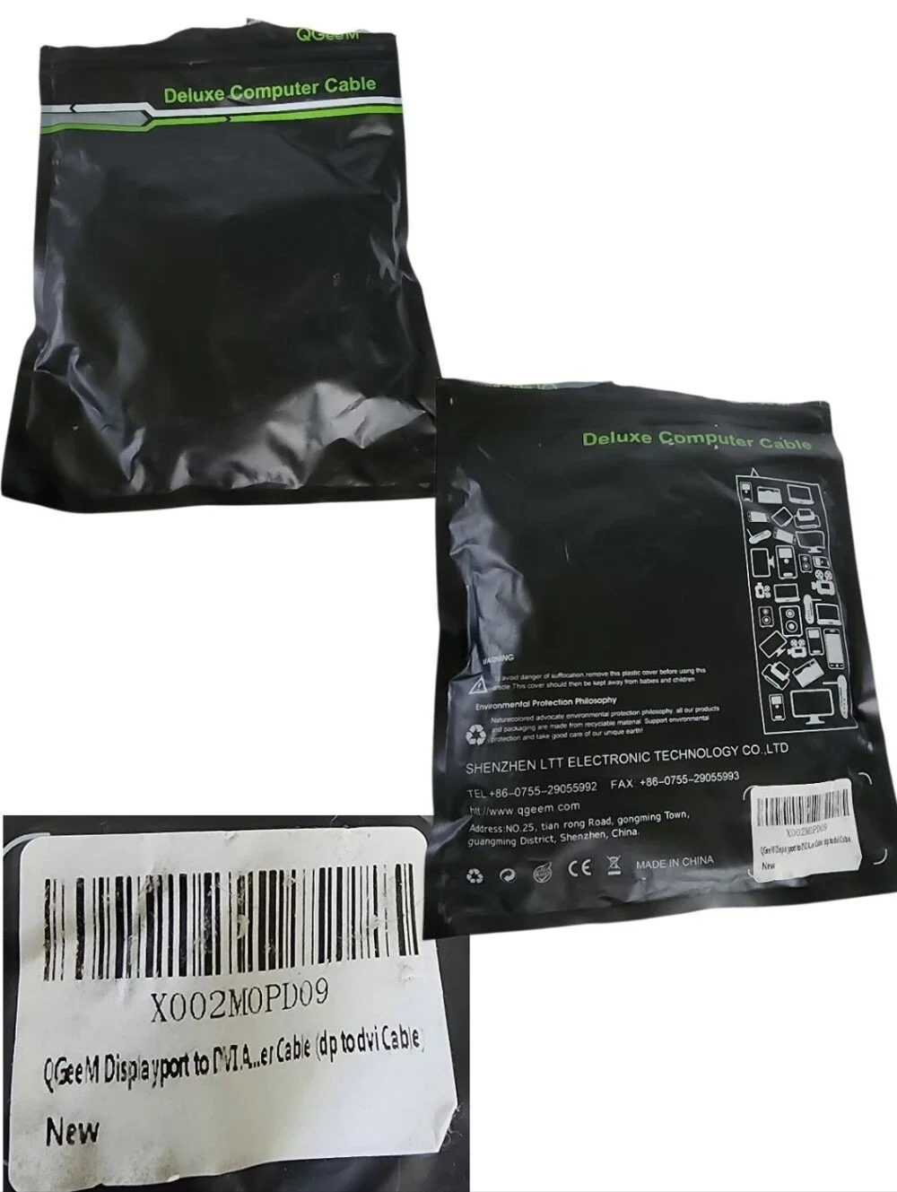 QGeeM DisplayPort To DVI cable adapter